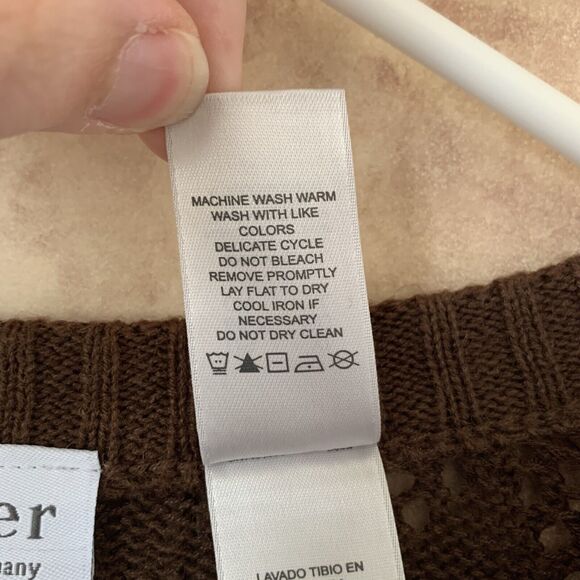 Vintage Villager Womans 1X XL Brown Crochet Wood Beaded Cardigan Hippie Boho Y2K - Picture 4 of 7